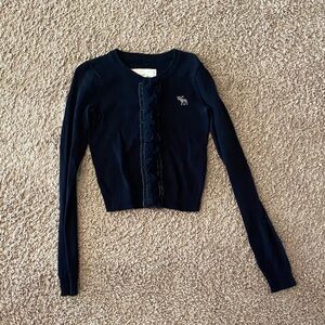 Abercrombie Navy Blue Cardigan Sweater ruffles